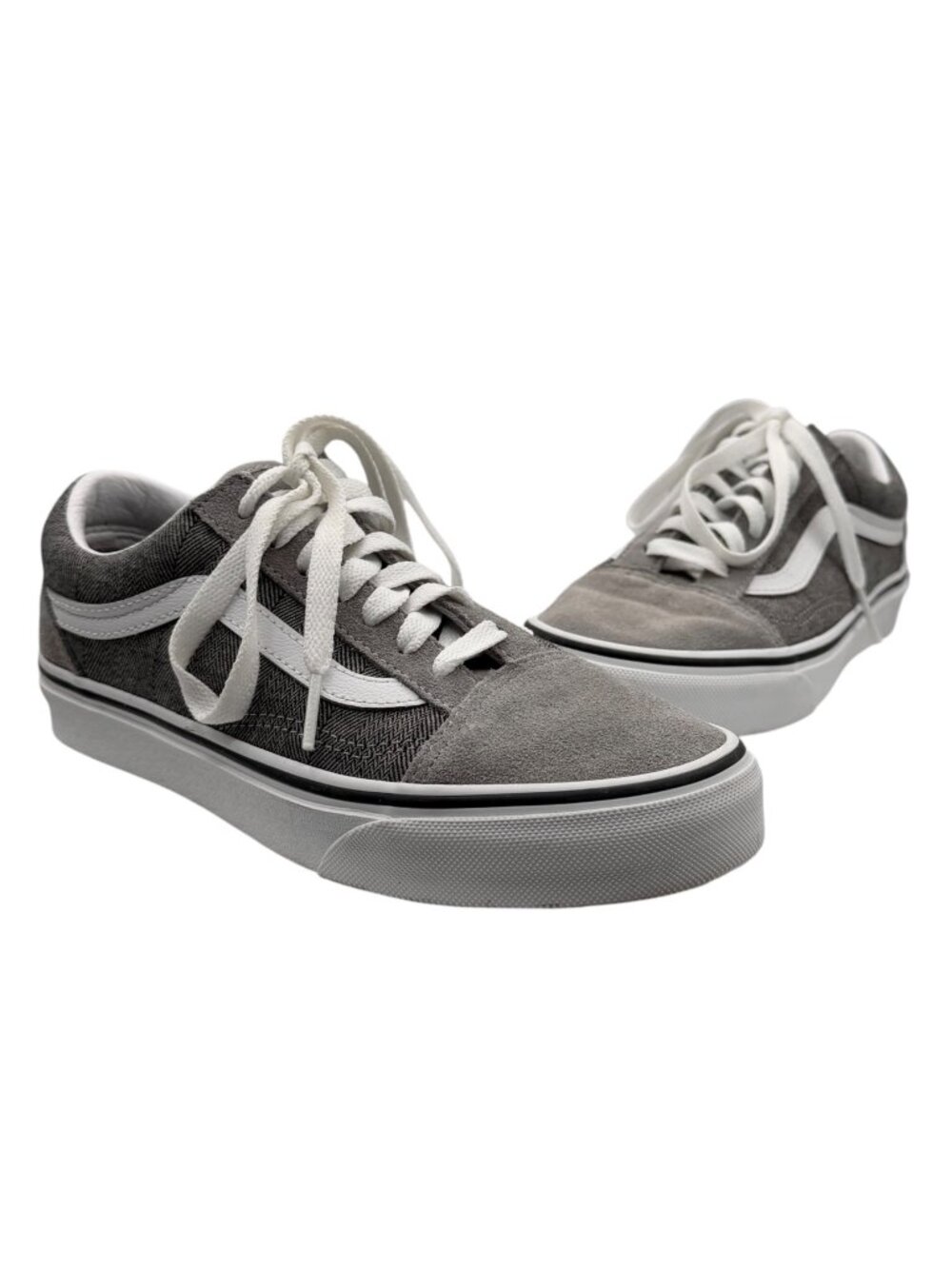 Vans Unisex Low Top Old Skool Gray White Suede Canvas Lace Up Sneakers‎ (5)